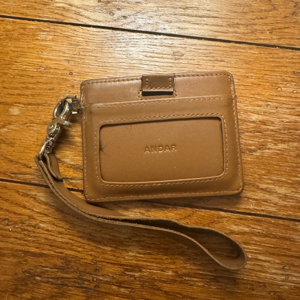 Andar Tan Leather Card Holder with Strap